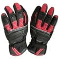 Weise Grid Waterproof Leather Textile Mix Motorcycle Motorbike Glove - Black Red